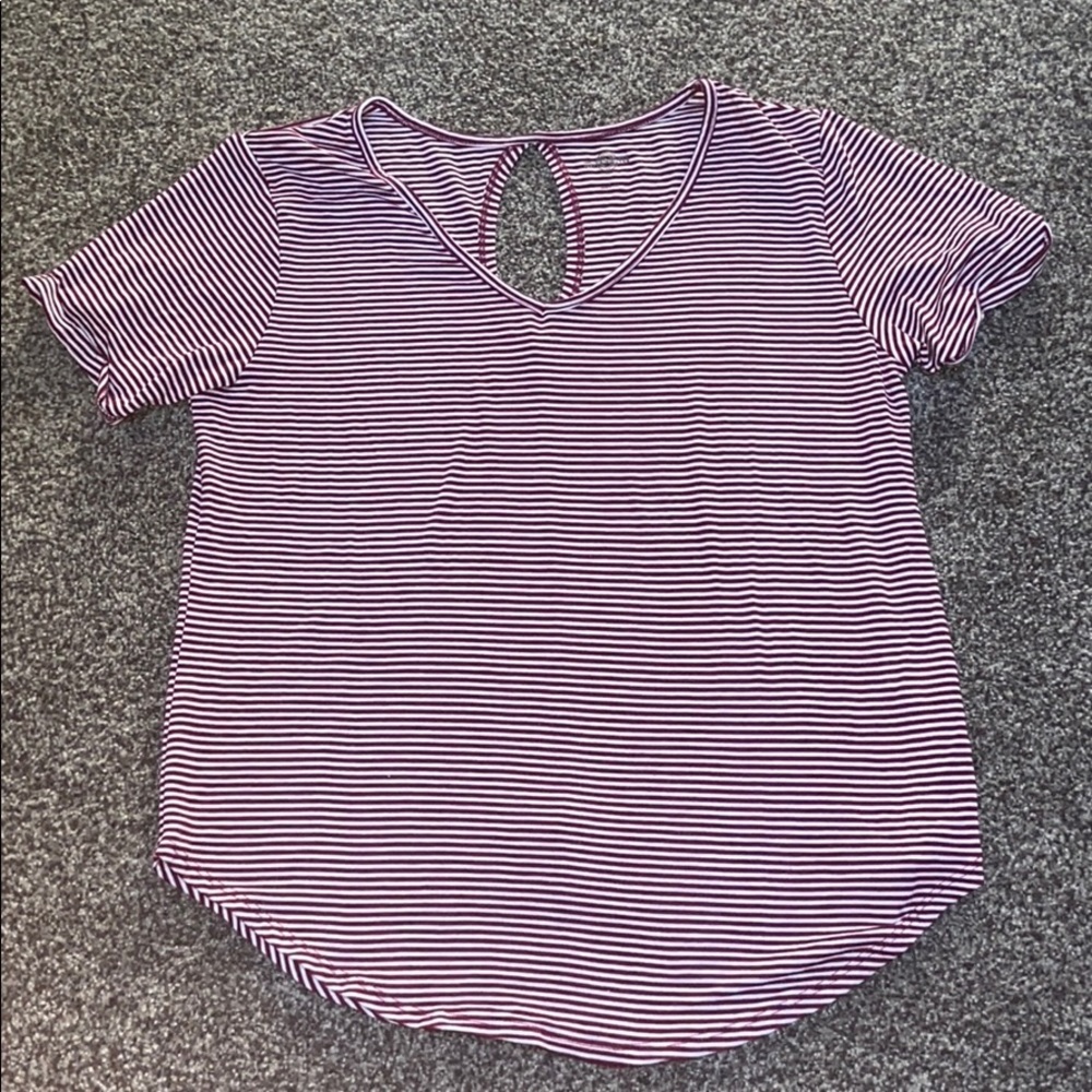 SO maroon and white striped shirt